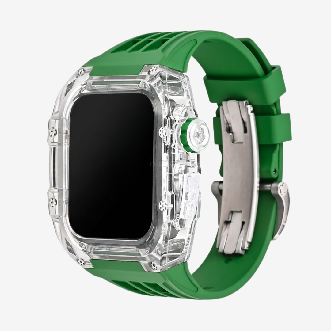 RM V30 Glacier Series Fluororubber Band Transparent Case Retrofit Kit For Apple Watch - Watch Case