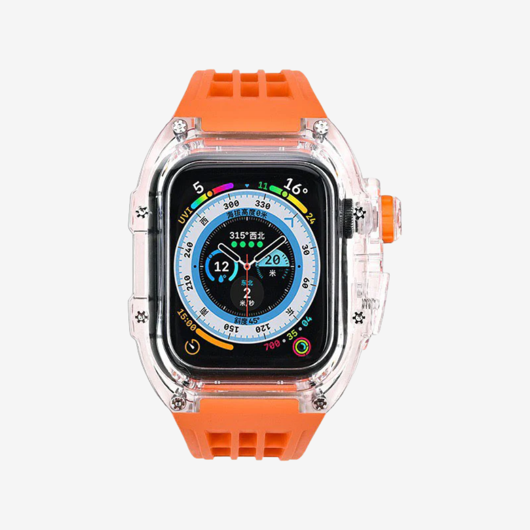 RM V30 Glacier Series Fluororubber Band Transparent Case Retrofit Kit For Apple Watch - Watch Case