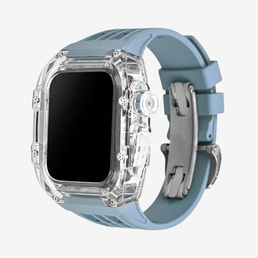 RM V30 Glacier Series Fluororubber Band Transparent Case Retrofit Kit For Apple Watch - Watch Case