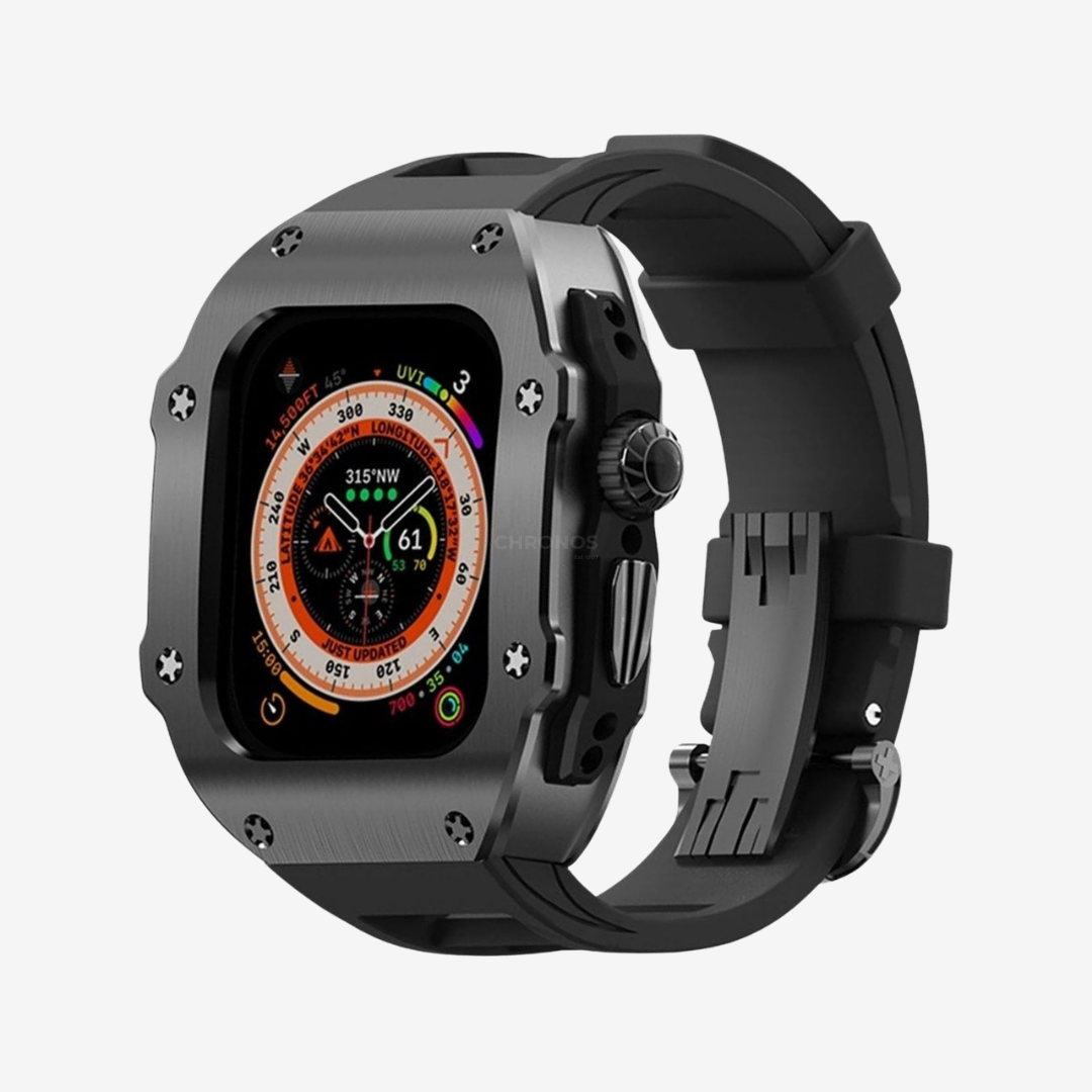 RM Vanguard Series - Fluororubber Band Stainless steel Case For Apple Watch Ultra - Watch Case