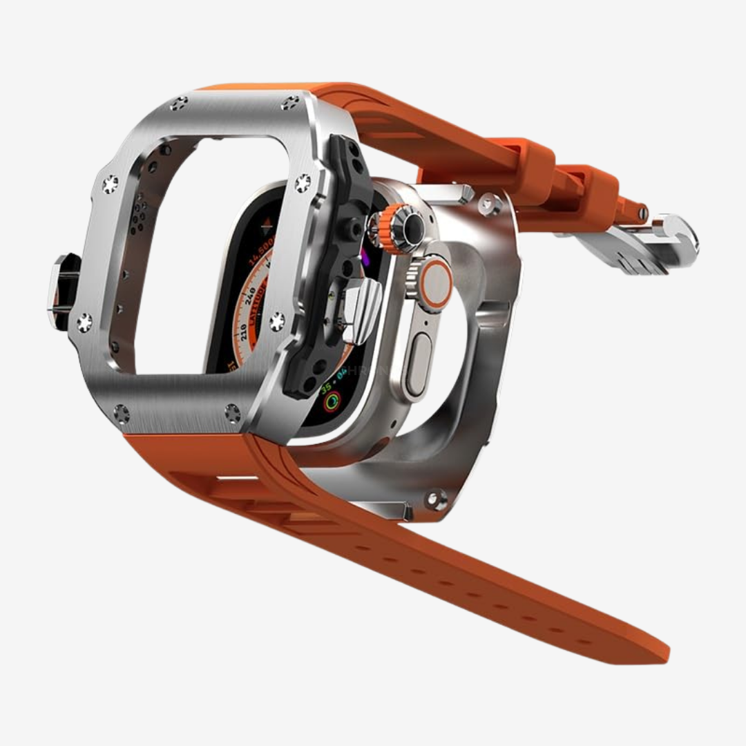 RM Vanguard Series - Fluororubber Band Stainless steel Case For Apple Watch Ultra - Watch Case