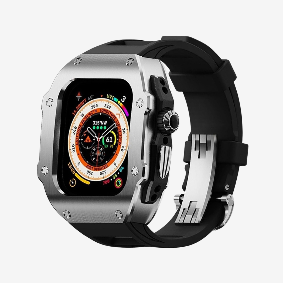 RM Vanguard Series - Fluororubber Band Stainless steel Case For Apple Watch Ultra - Watch Case