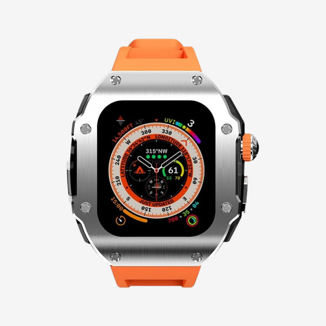 RM Vanguard Series - Fluororubber Band Stainless steel Case For Apple Watch Ultra - Watch Case