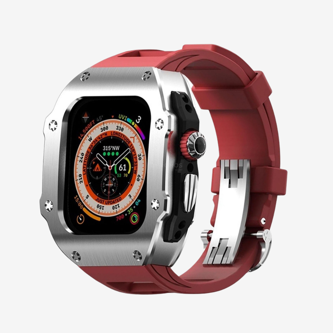 RM Vanguard Series - Fluororubber Band Stainless steel Case For Apple Watch Ultra - Watch Case