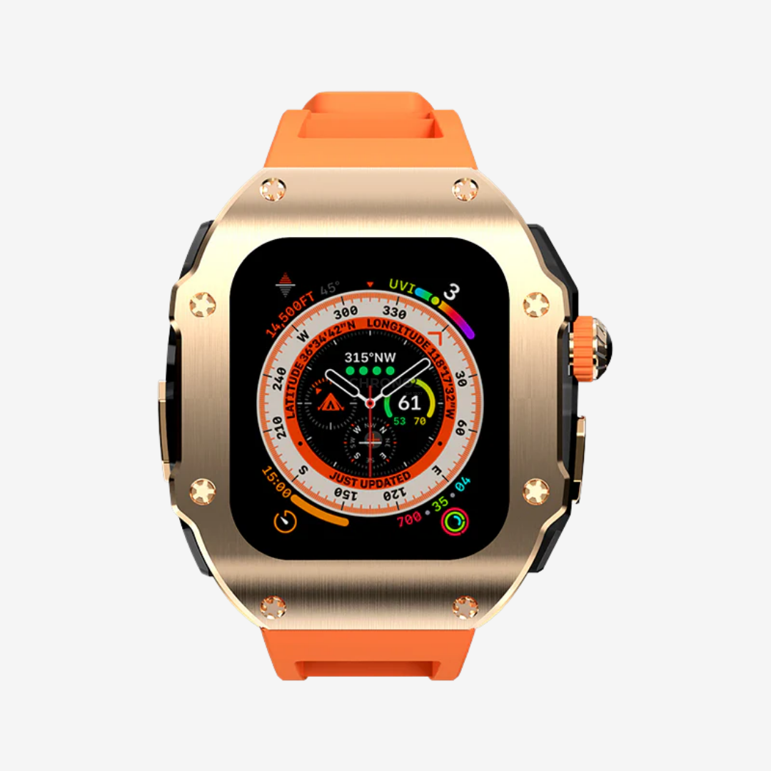 RM Vanguard Series - Fluororubber Band Stainless steel Case For Apple Watch Ultra - Watch Case