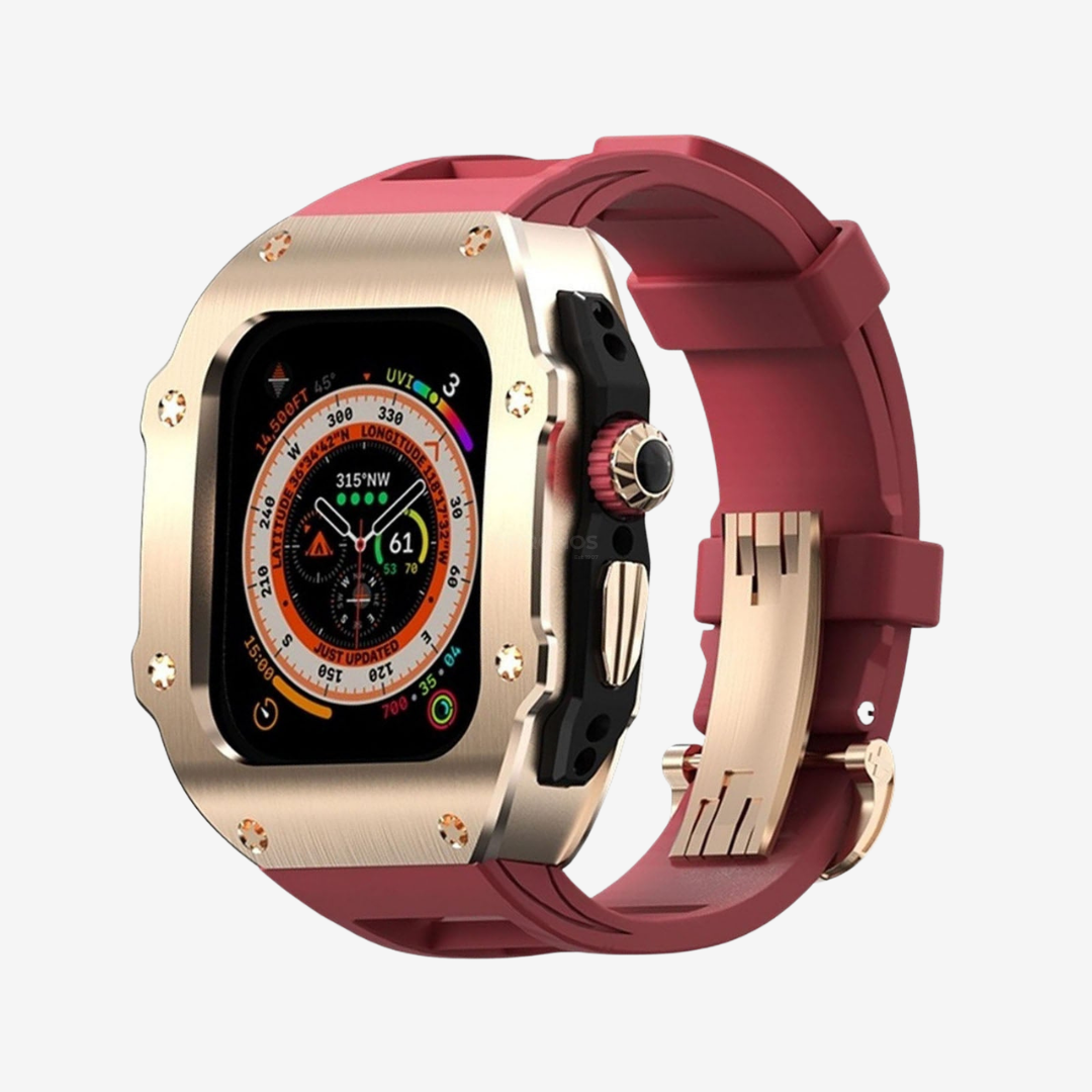 RM Vanguard Series - Fluororubber Band Stainless steel Case For Apple Watch Ultra - Watch Case