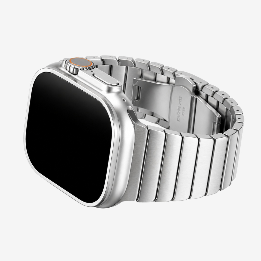 Stainless Steel Butterfly Buckle Band For Apple Watch - Silver / 44mm/45mm/46mm/49mm - Watch Band
