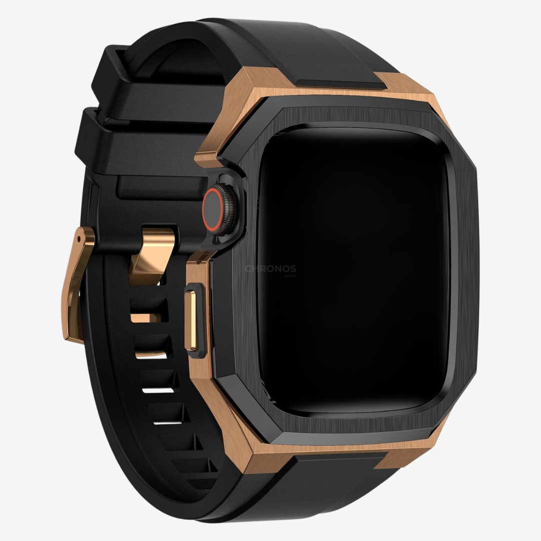 Stainless Steel Case With Rubber Band for Apple Watch - Rose Gold / Series Ultra/Ultra2/Ultra3-49mm - Watch Case