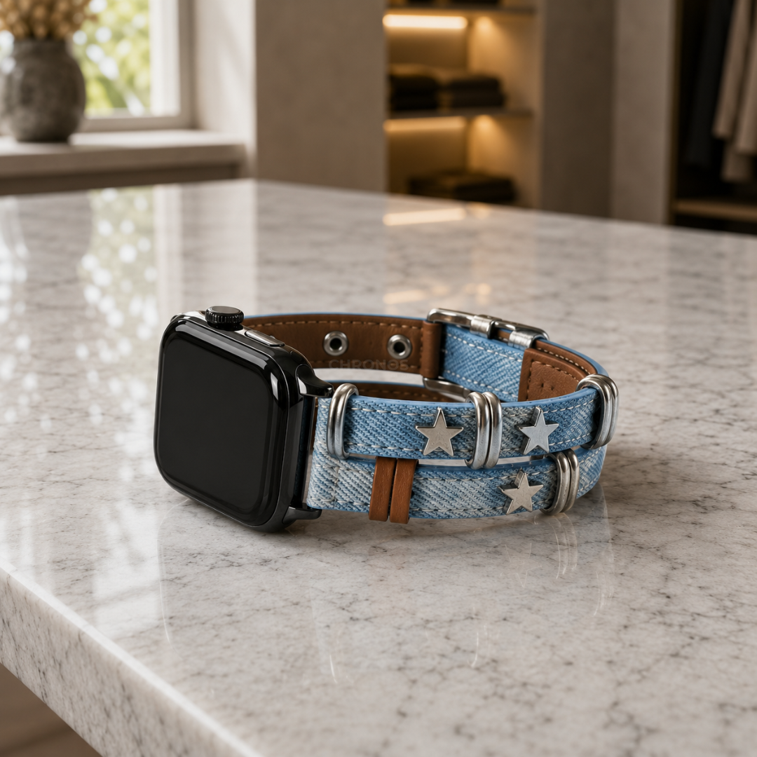 Starlight Rivet Leather Apple Watch Band - Watch Band