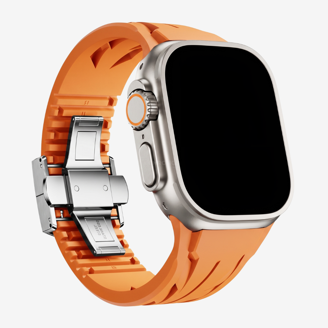 Supercar FKM Band For Apple Watch - Orange Band-Silver Buckle / 44mm/45mm/46mm - Watch Band