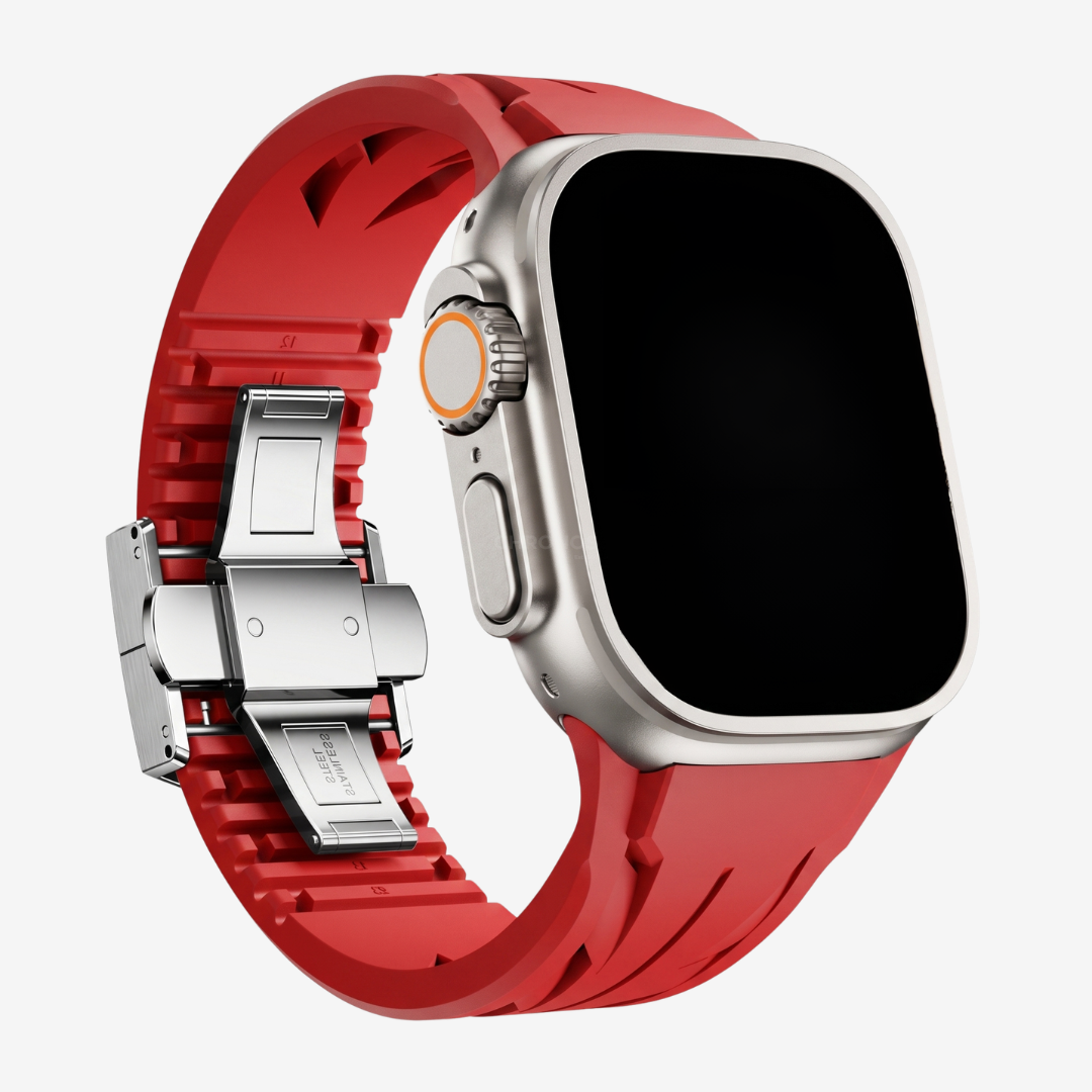 Supercar FKM Band For Apple Watch - Red Band-Silver Buckle / 44mm/45mm/46mm - Watch Band