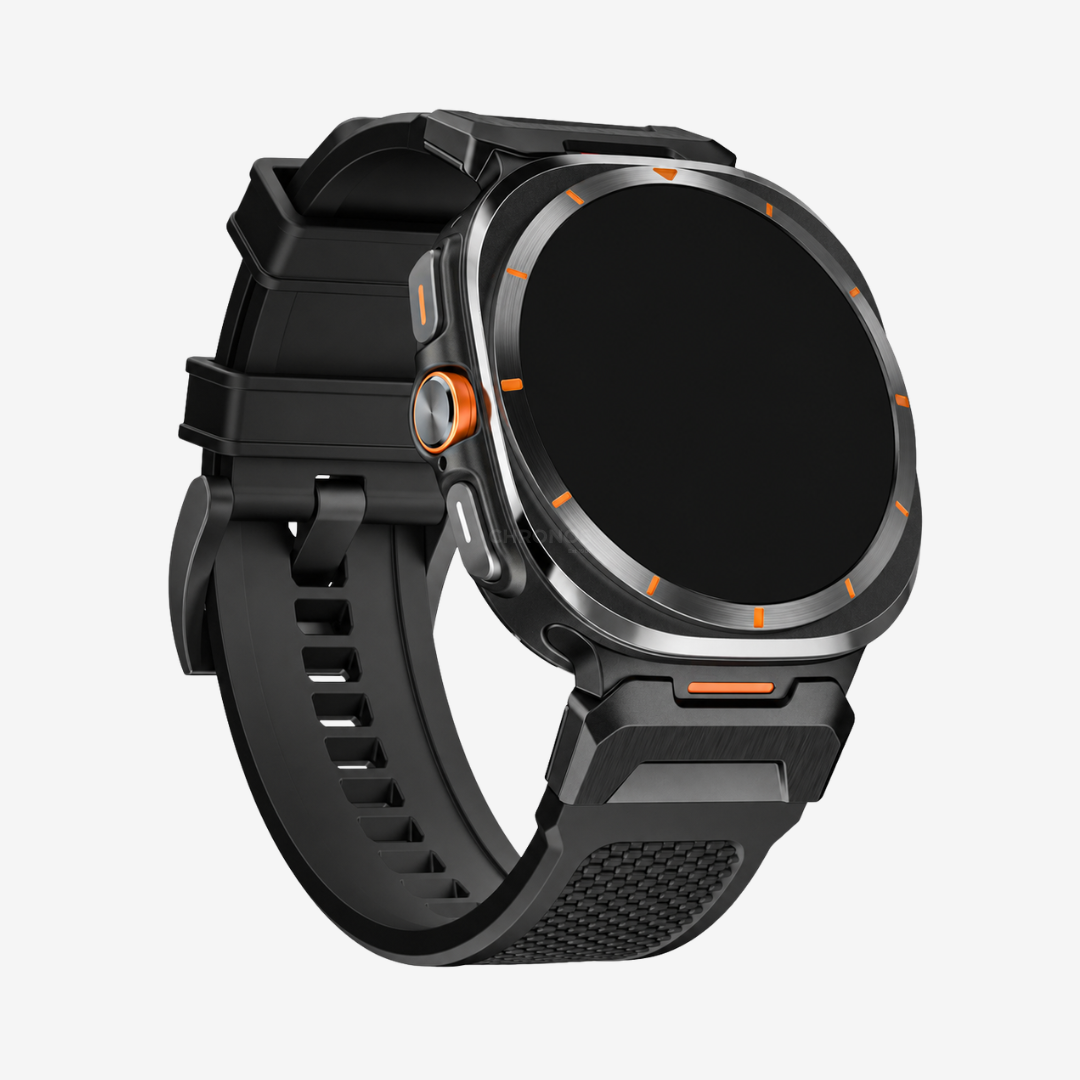 Tactical Rubber Band For Samsung Watch 7 Ultra - Black-Black Adapter / Samsung Watch 7 Ultra - Watch Band
