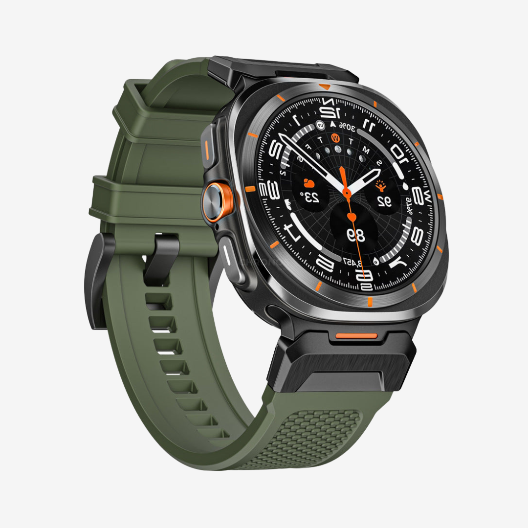 Tactical Rubber Band For Samsung Watch 7 Ultra - Green-Black Adapter / Samsung Watch 7 Ultra - Watch Band