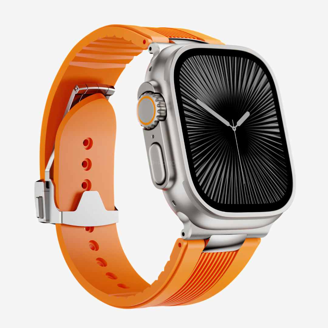 The Apex Ridge - Orange-Titanium Buckle / 46mm/45mm/44mm - Watch Band