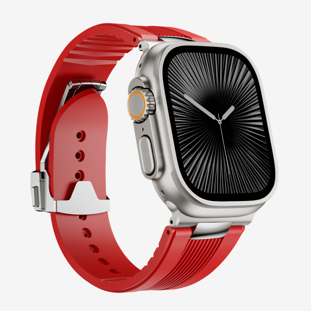 The Apex Ridge - Red-Titanium Buckle / 46mm/45mm/44mm - Watch Band