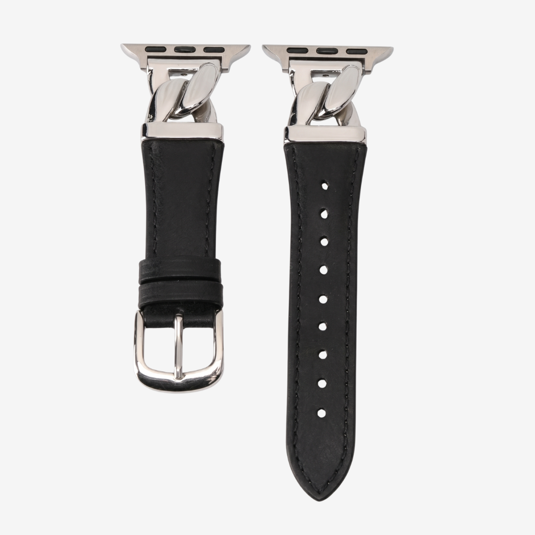 The Grace Leather Strap - Black Silver / 42mm/41mm/40mm - Watch Band