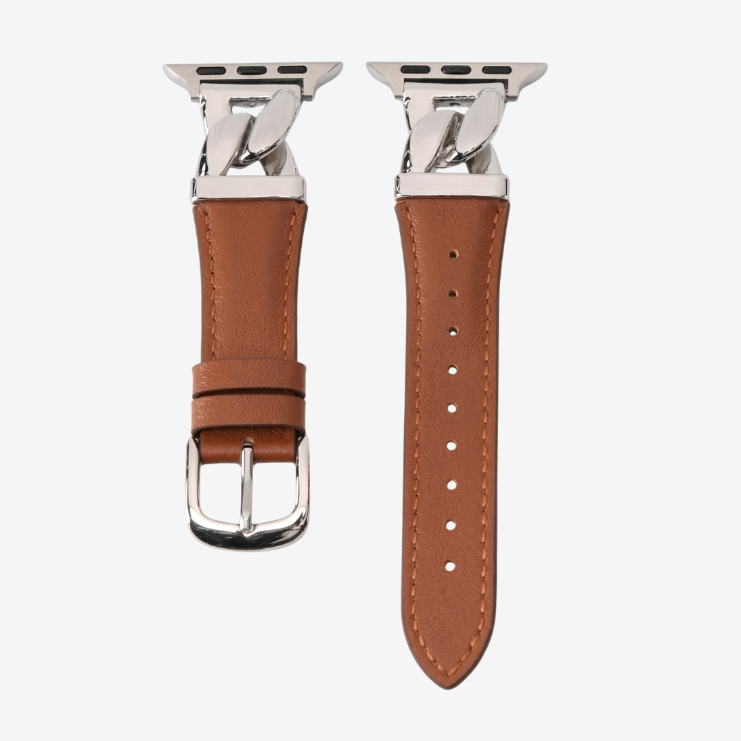 The Grace Leather Strap - Brown Silver / 42mm/41mm/40mm - Watch Band