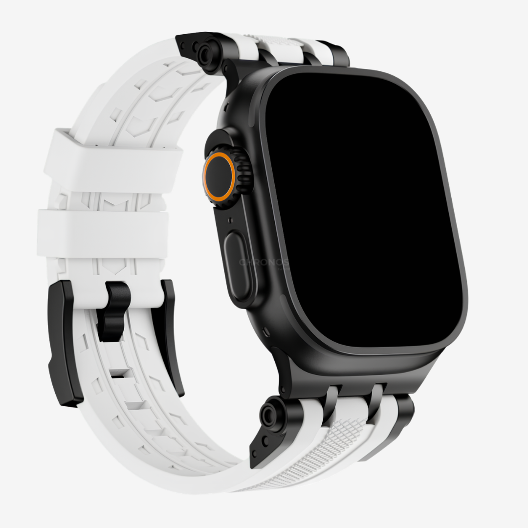 The Mobile Suit Band - White Band-Black Adapter / 46mm/45mm/44mm - Watch Band