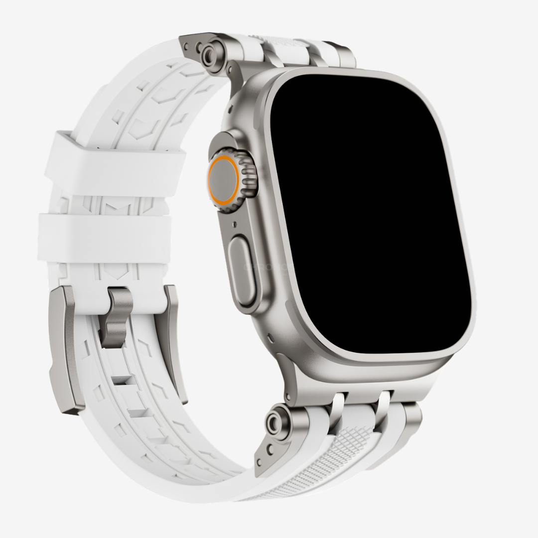 The Mobile Suit Band - White Band-Titanium Adapter / 46mm/45mm/44mm - Watch Band