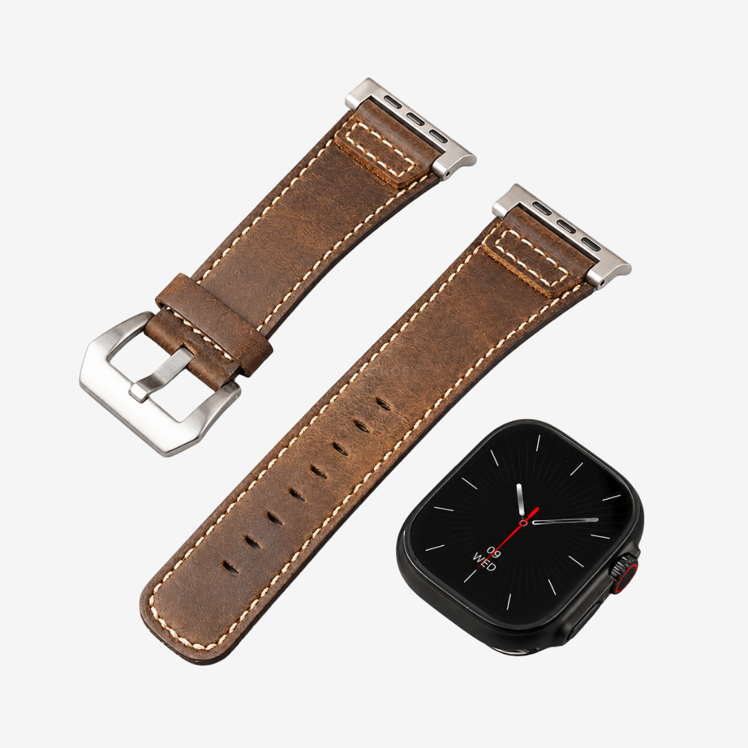 Ultra-Wide Armor Band for Apple Watch Ultra - Brown / Silver / 46mm/45mm/44mm - Watch Band