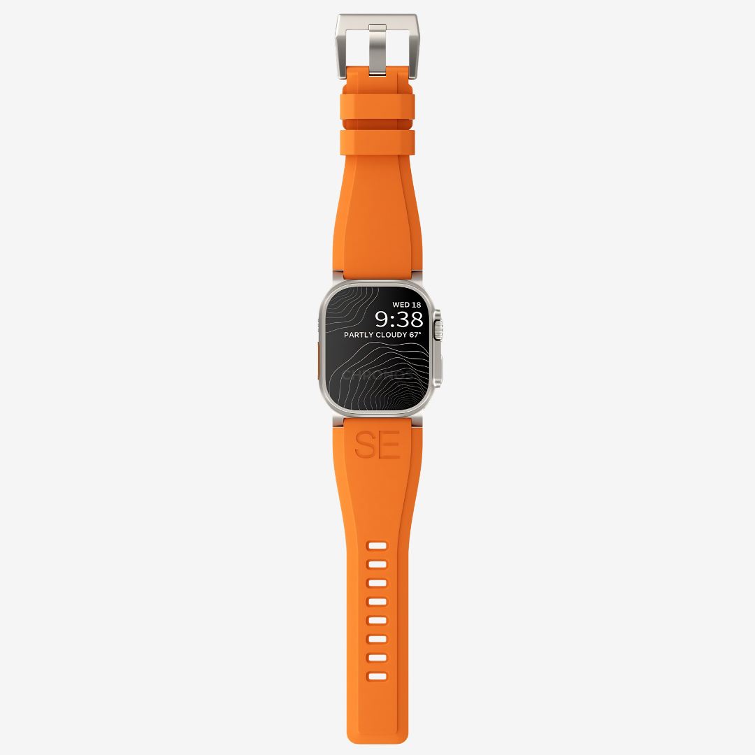 Ultra-Wide Sports Band For Apple Watch Ultra - Orange-Silver Buckle / 49mm - Watch Band