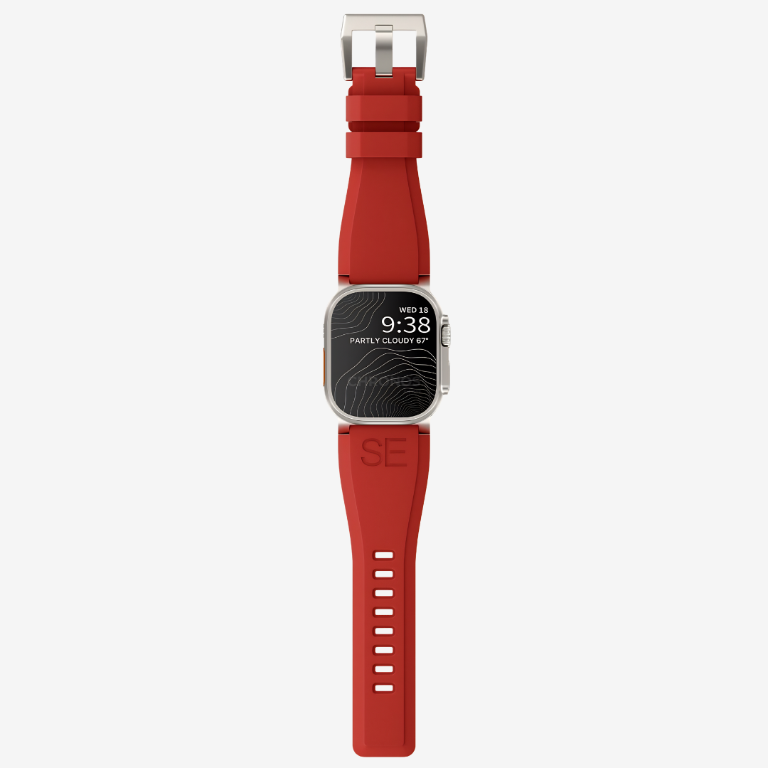 Ultra-Wide Sports Band For Apple Watch Ultra - Red-Silver Buckle / 49mm - Watch Band