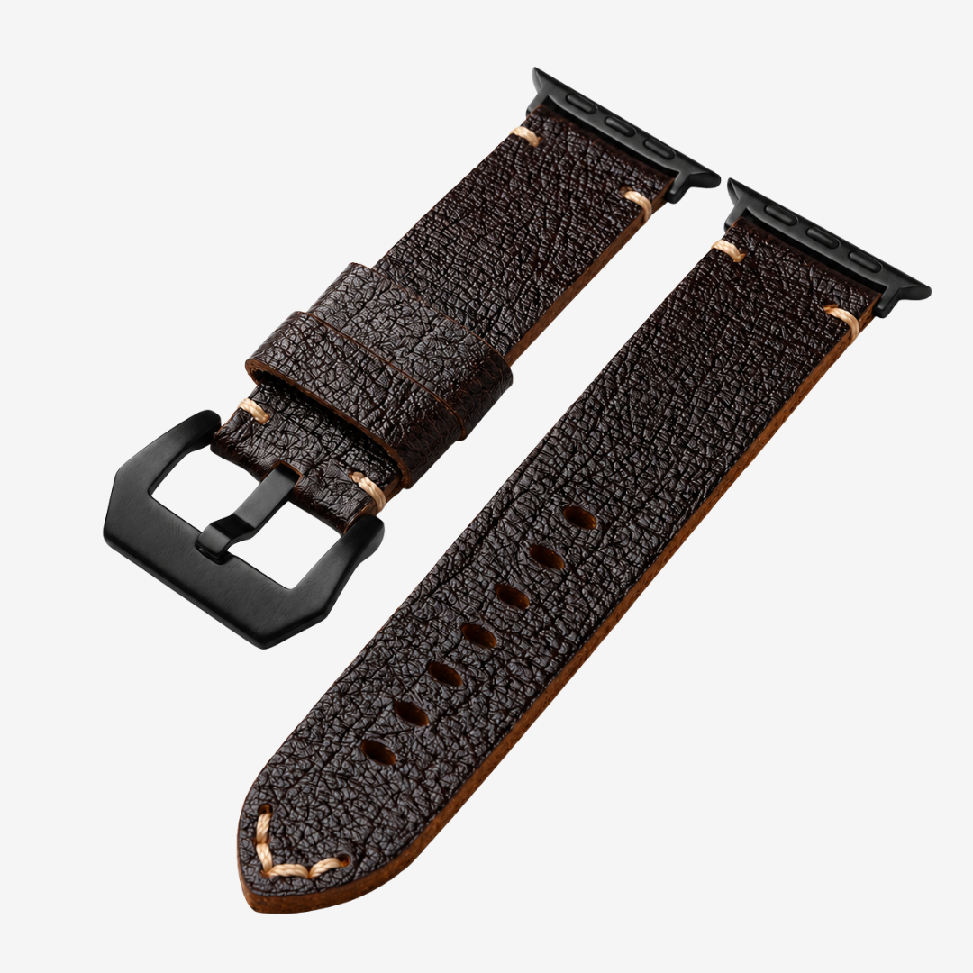 Vintage Horween Leather Strap For Apple Watch - Black / 44mm/45mm/46mm/49mm - Watch Band