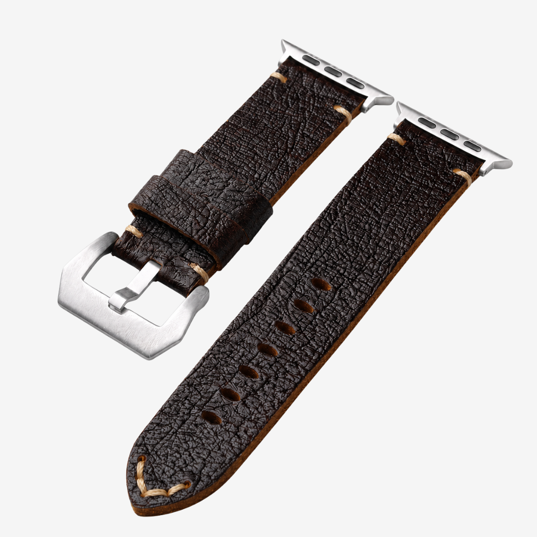 Vintage Horween Leather Strap For Apple Watch - Silver / 44mm/45mm/46mm/49mm - Watch Band