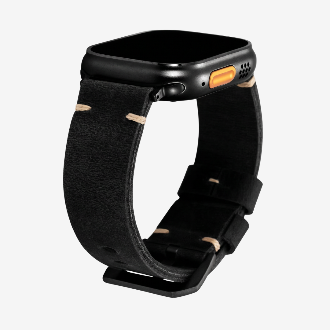 Vintage Leather Band For Apple Watch - Black / Black / 40mm/41mm/42mm - Watch Band