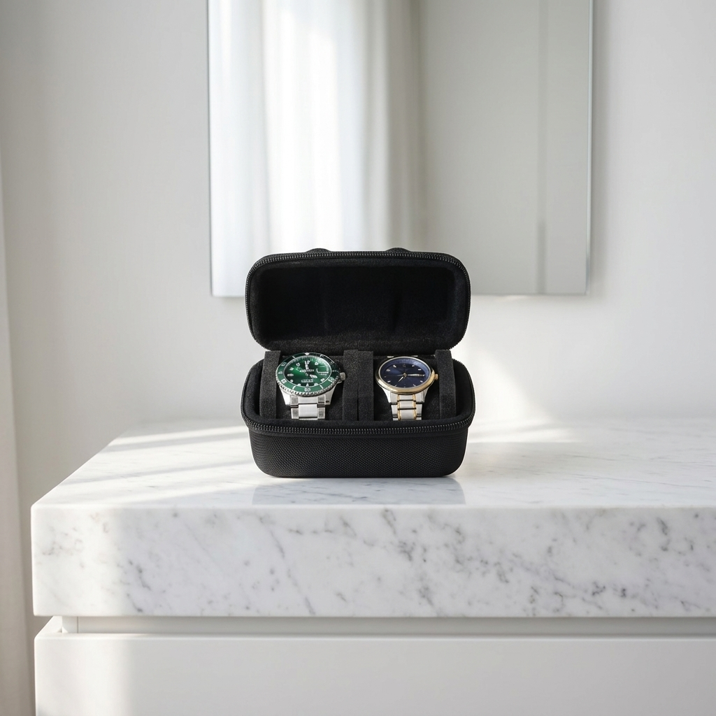 Watch Box – Black Compact 2 Slots - Watch Box