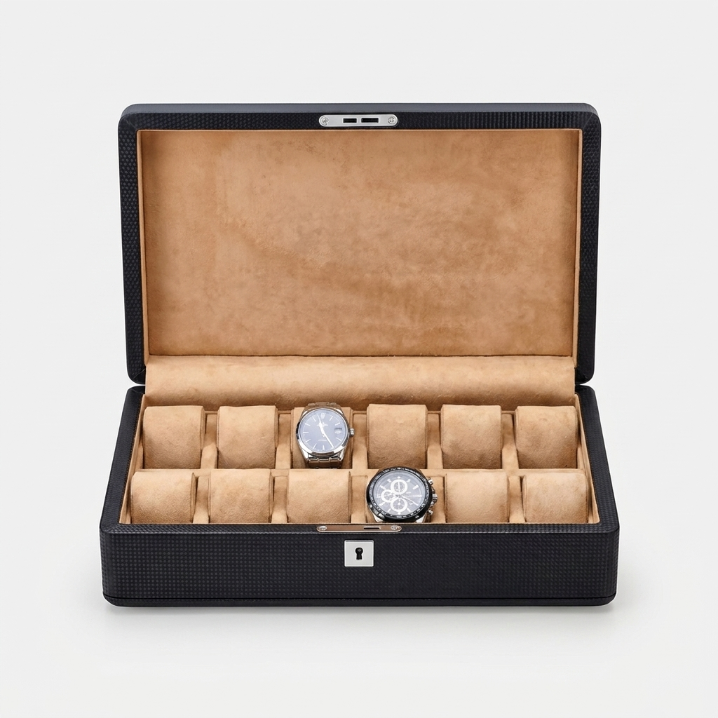 Watch Box – Carbon 12 Slots - Brown - Watch Box