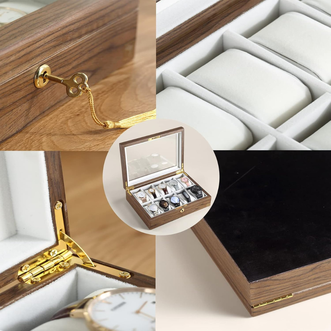 Boîte à montres - Bois classique 10 emplacements - Boîte à montres