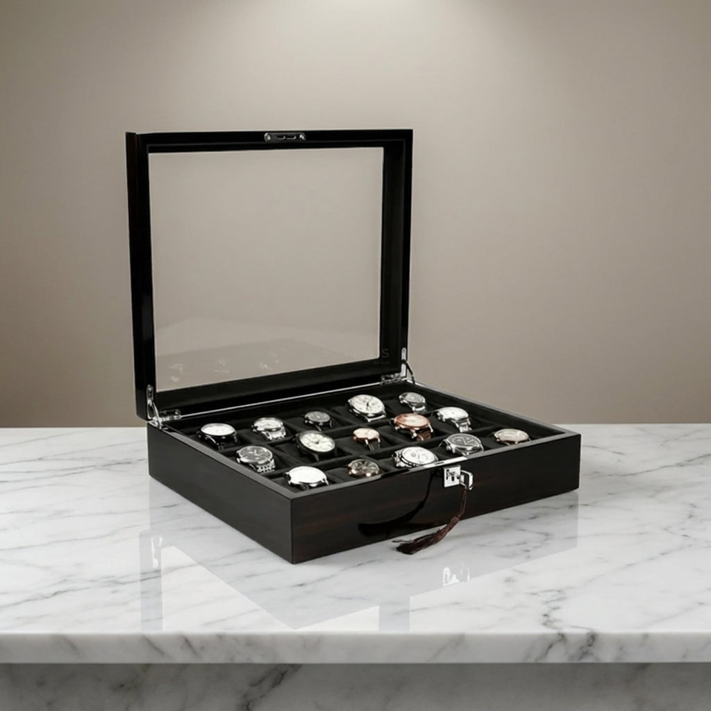 Watch Box – Ebony Wood 15 Slots - Watch Box