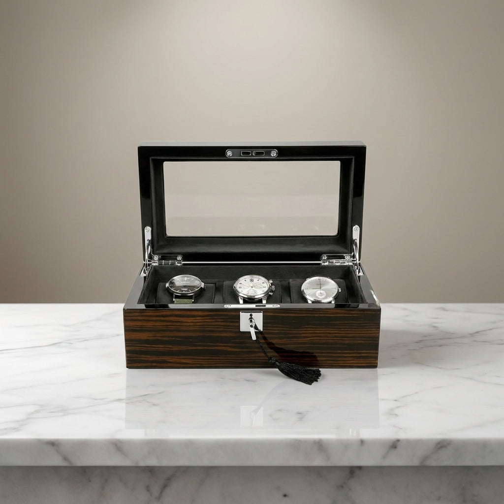 Watch Box – Ebony Wood 3 Slots - Watch Box