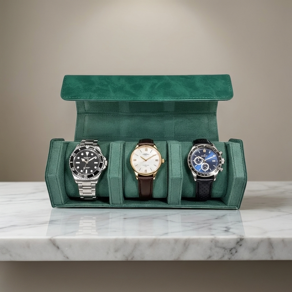 Watch Box – Emerald Glaze 3 Slots - Watch Box