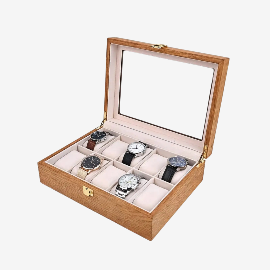 Watch Box – Heritage Deca Box 10 Slots - Light Oak Finish - Watch Box