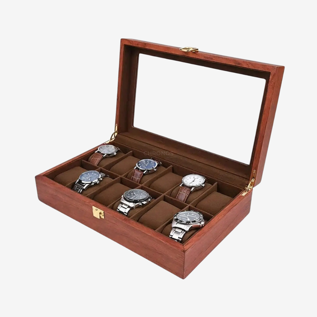 Watch Box – Heritage Deca Twelve Box 12 Slots - Mahogany Finish - Watch Box