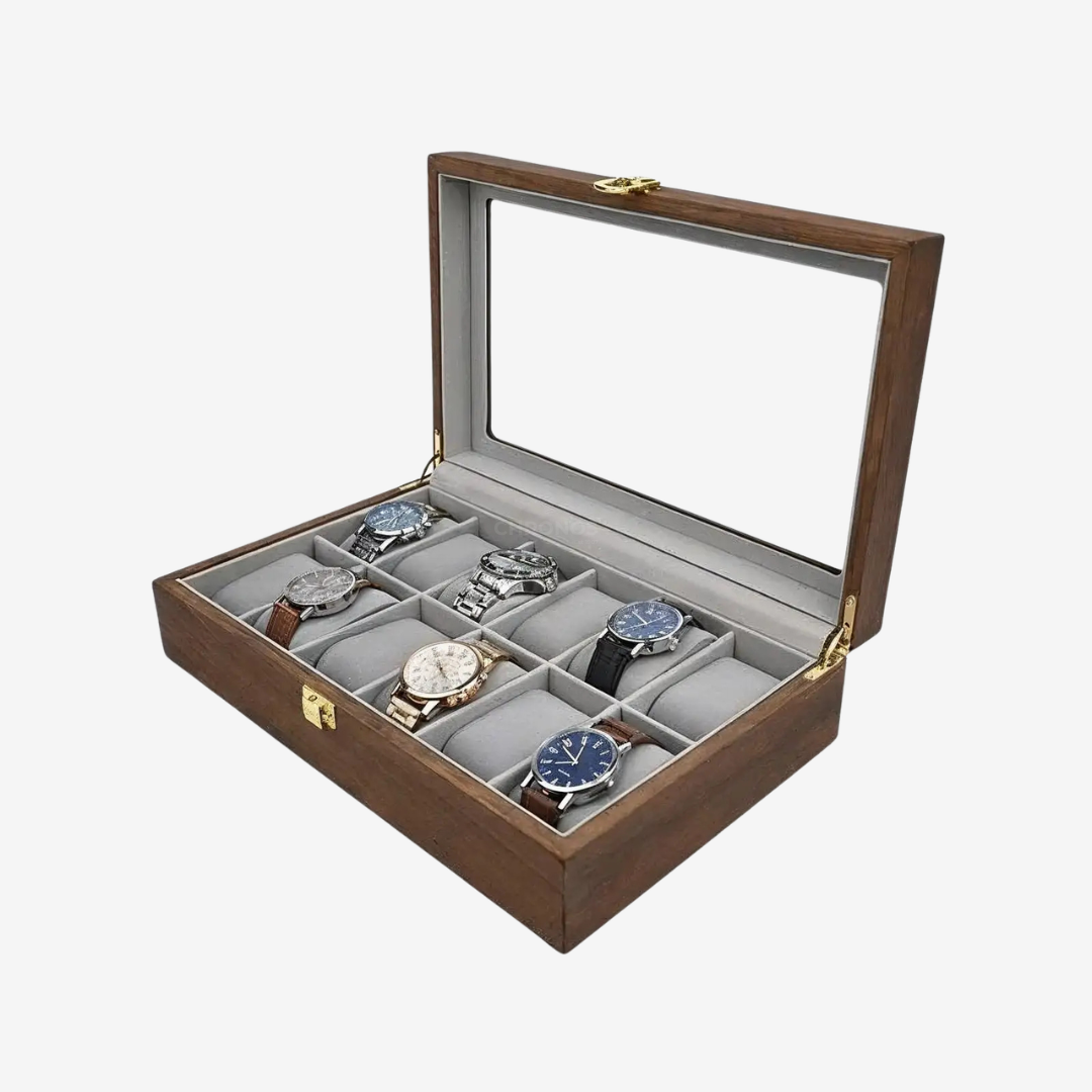 Watch Box – Heritage Deca Twelve Box 12 Slots - Teak Finish - Watch Box
