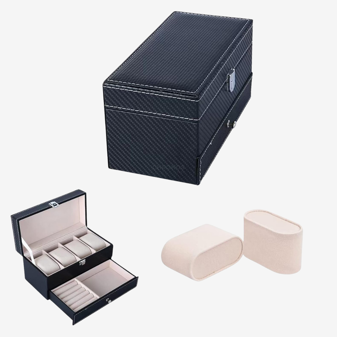 Boîte à montres - Range-bijoux - 4 emplacements - Boîte à montres