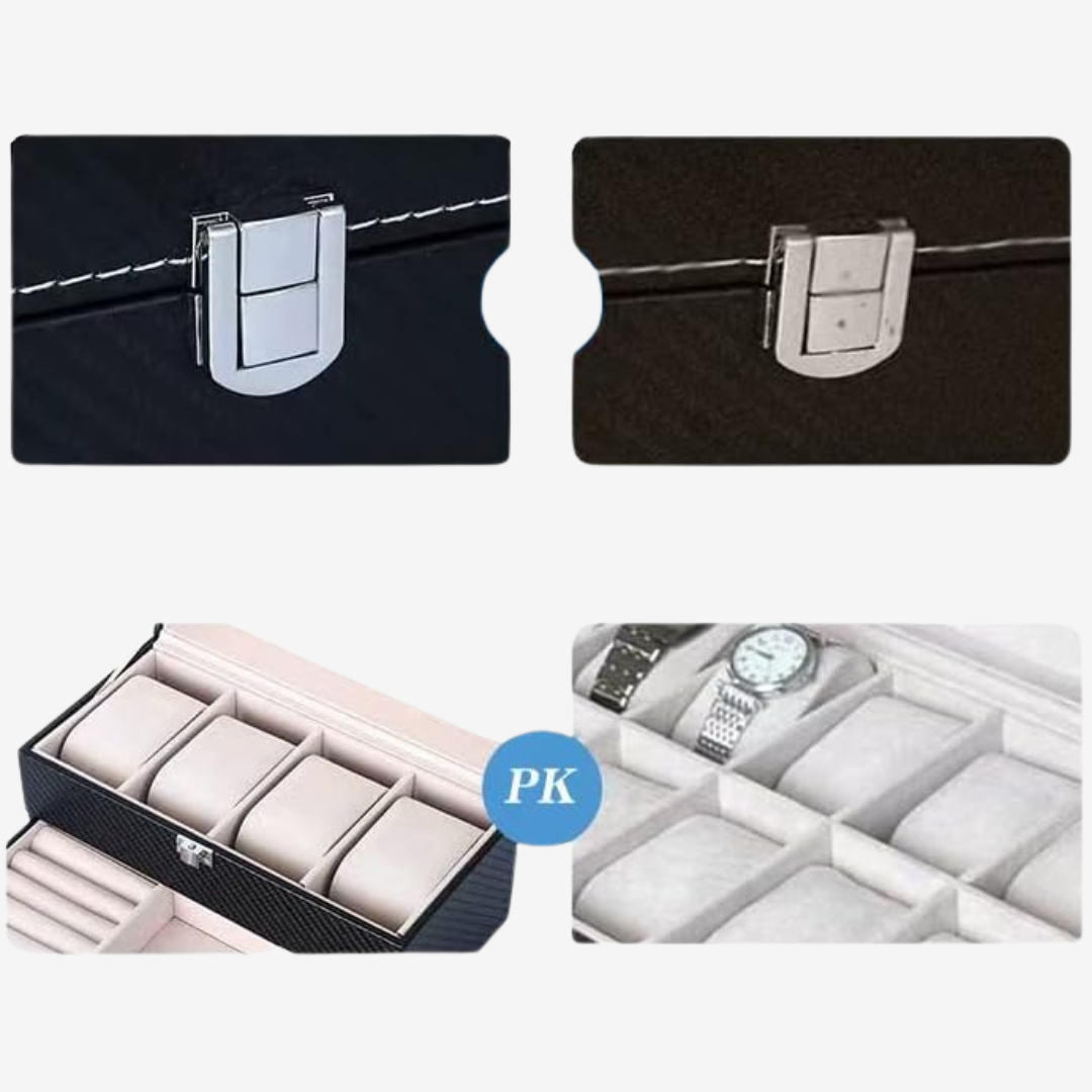 Boîte à montres - Range-bijoux - 4 emplacements - Boîte à montres