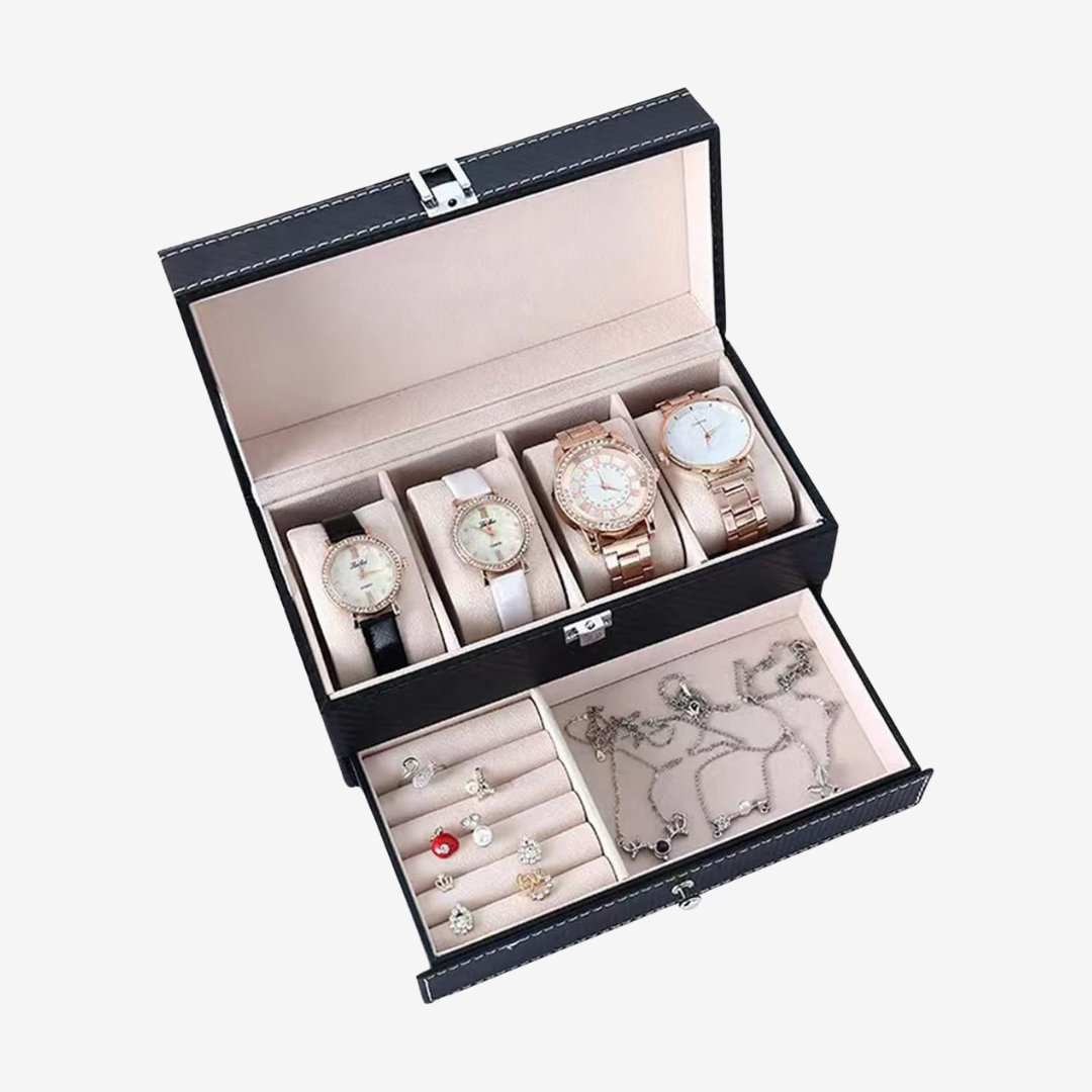 Boîte à montres - Range-bijoux - 4 emplacements - Boîte à montres