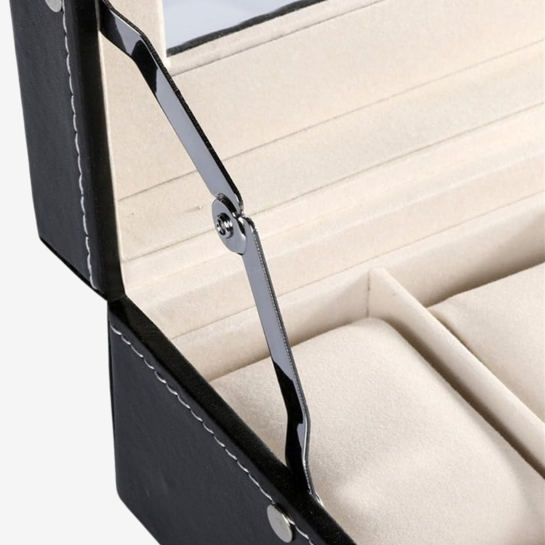 Boîte à montres - Grand modèle en cuir noir - 24 emplacements - Boîte à montres