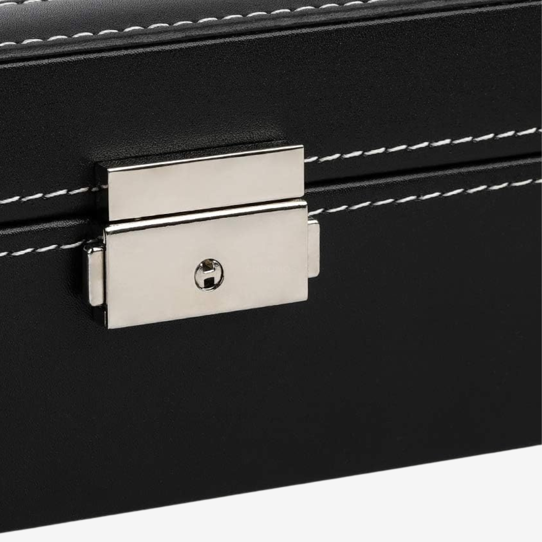 Boîte à montres - Grand modèle en cuir noir - 24 emplacements - Boîte à montres