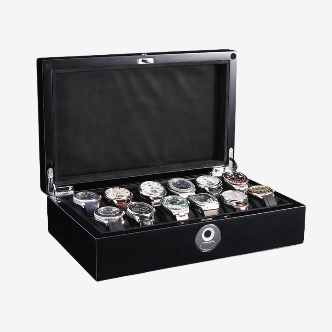 Watch Box – Legacy Biometric Edition - 12 Slots | Piano Black - Watch Box