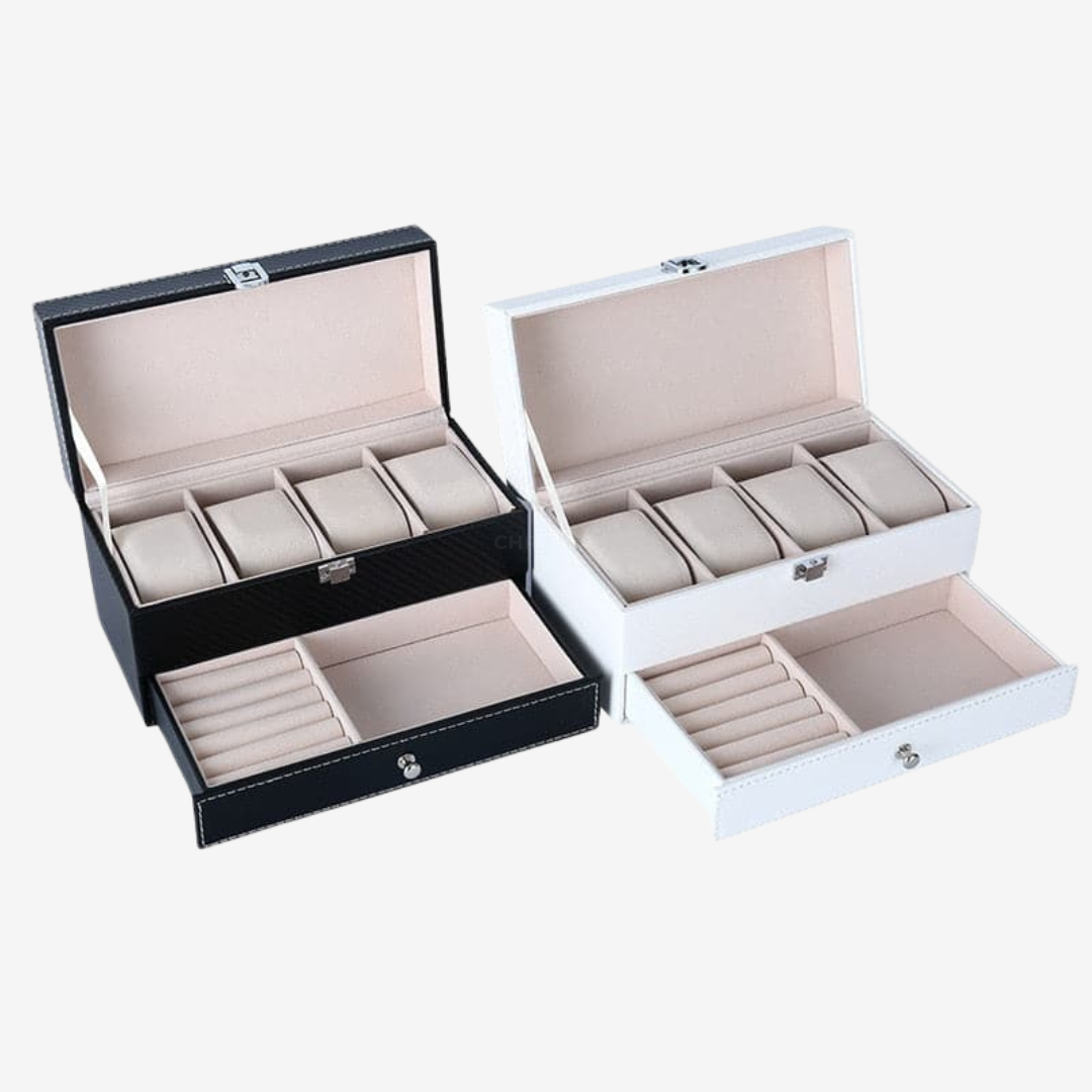 Watch Box - Luxury Drawer - 4 Slots - White - Watch Box