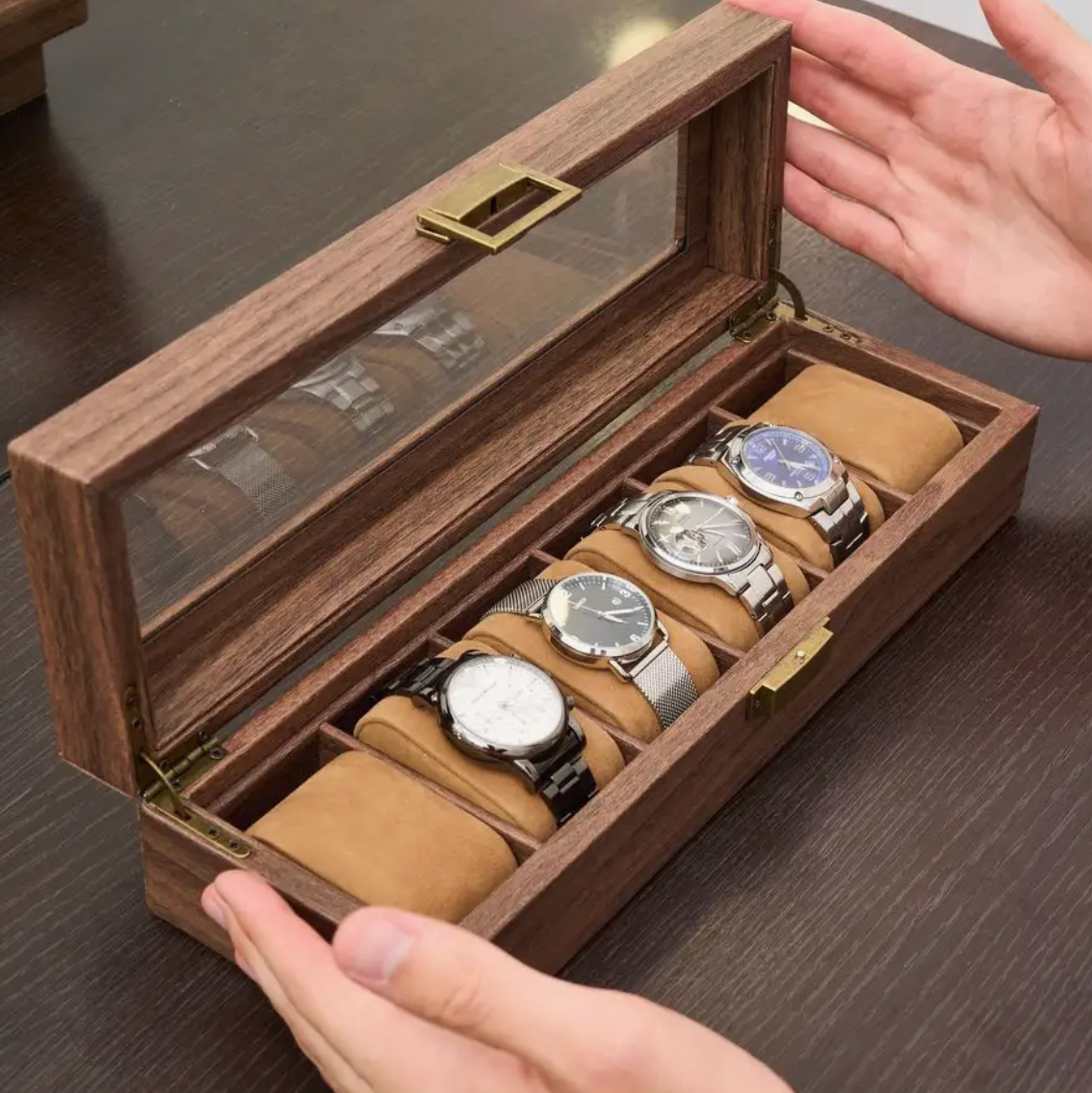 Watch Box - Majestic Oak 6 Slots - Watch Box