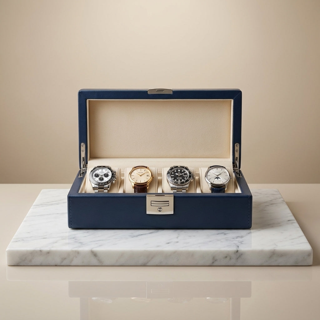 Watch Box – Oceanic Blue 4 Slots - Watch Box