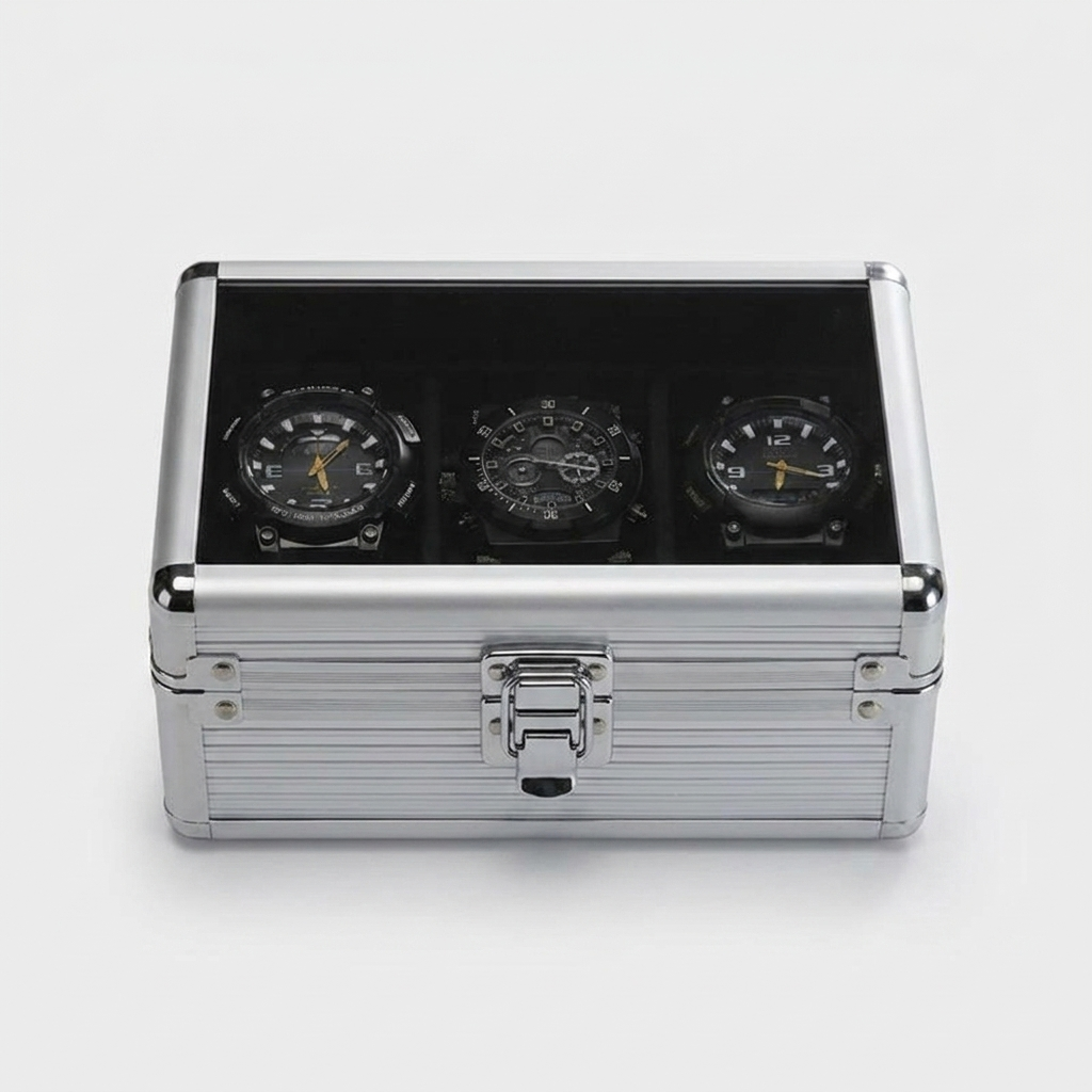 Watch Box – Prestige Manor 3 Slots - Silver - Watch Box