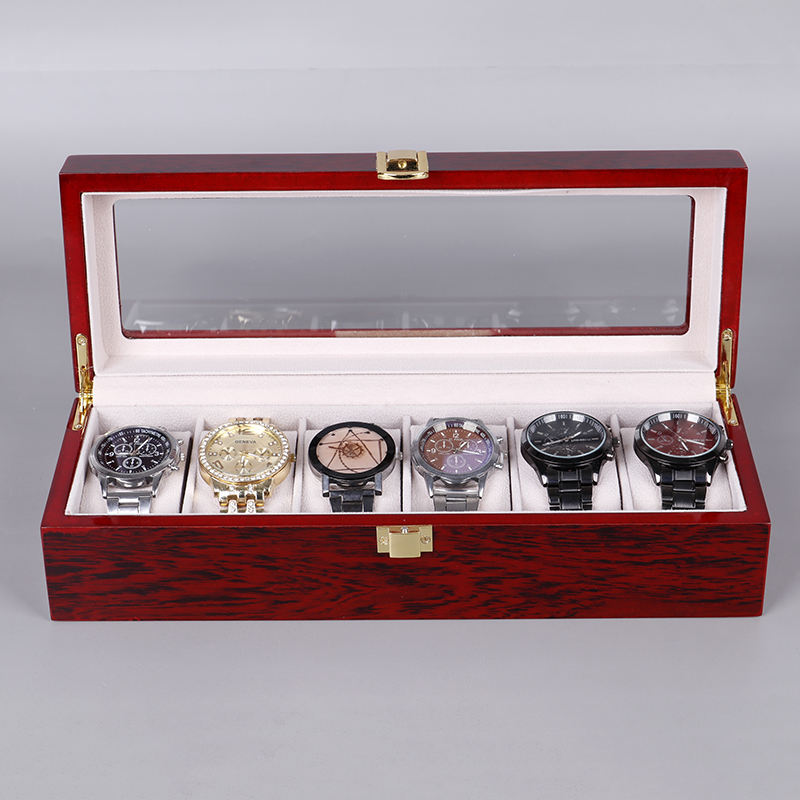 Watch Box – Red Wood - 6 Slots - Watch Box