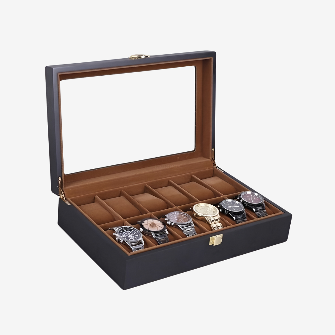 Boîte à montres - Teak Elegance 12 emplacements - Boîte à Montre